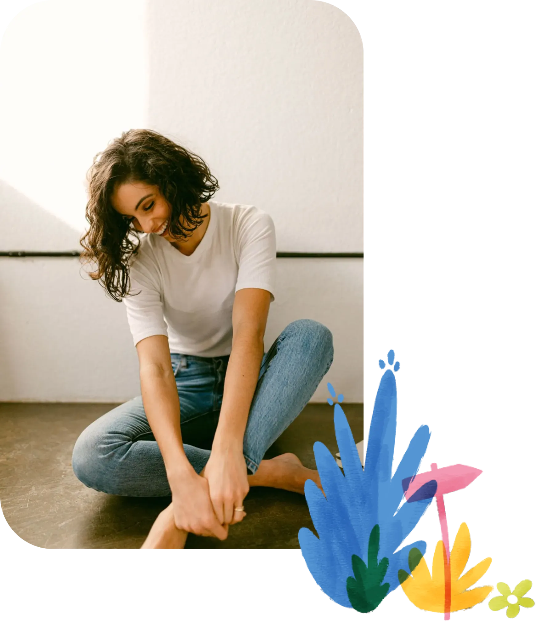 Eine Frau hält einen Blumenstrauß – Weil du es verdienst.